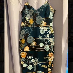 Dark blue floral midi dress